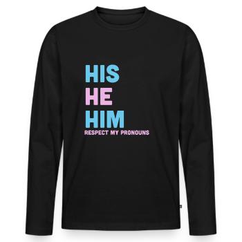 Gay Pride Transgender LGBTQ - T-shirt manches longues Premium bio Homme - noir - Devant - Nico (187cm)