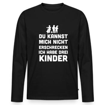Vater Mutter 3 Kinder Papa - Männer Premium Bio Langarmshirt - Schwarz - Vorne - Nico (187cm)