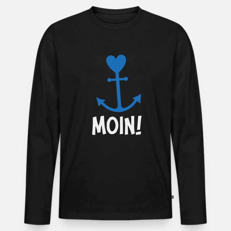 Moin Anker - Männer Premium Bio Langarmshirt - Schwarz