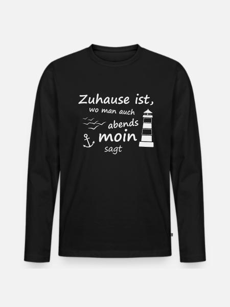 Nordsee Norddeutsch Moin - Männer Premium Bio Langarmshirt - Schwarz