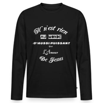 Amour de Jesus Christ - T-shirt manches longues Premium bio Homme - noir - Devant - Nico (187cm)