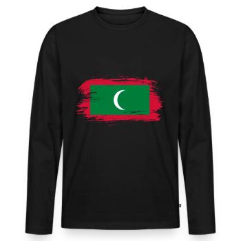 Drapeau des Maldives - T-shirt manches longues Premium bio Homme - noir - Devant - Nico (187cm)
