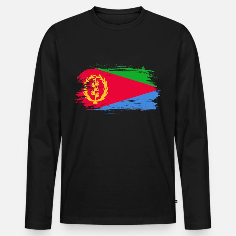 Eritrea Flagge - Männer Premium Bio Langarmshirt - Schwarz