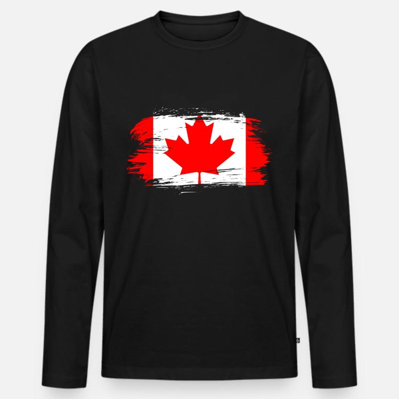 Kanada Flagge - Männer Premium Bio Langarmshirt - Schwarz