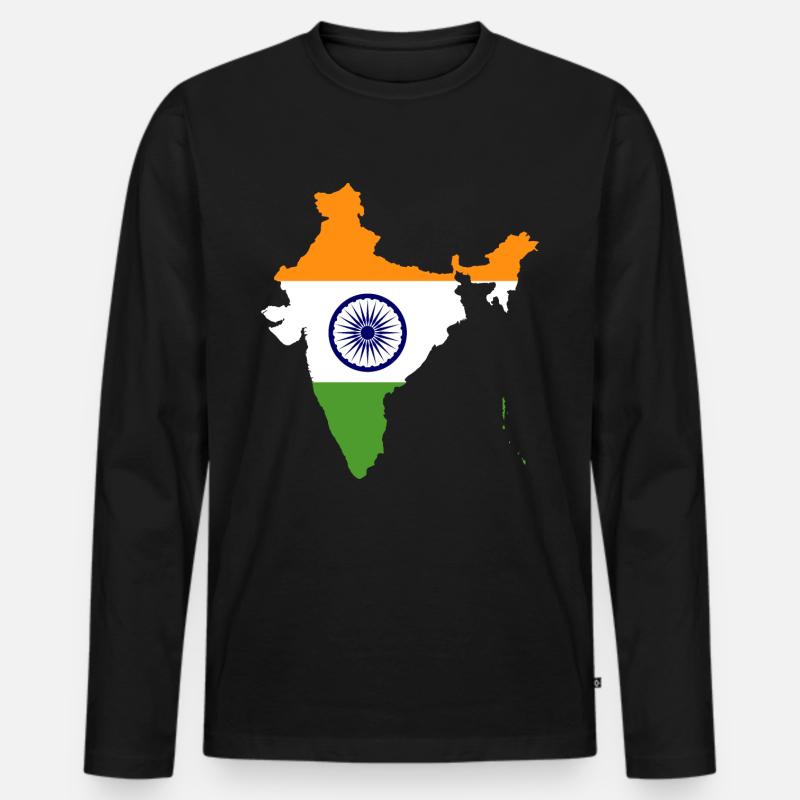 India flag gift idea map - Men's Premium Organic Long Sleeve Shirt - black