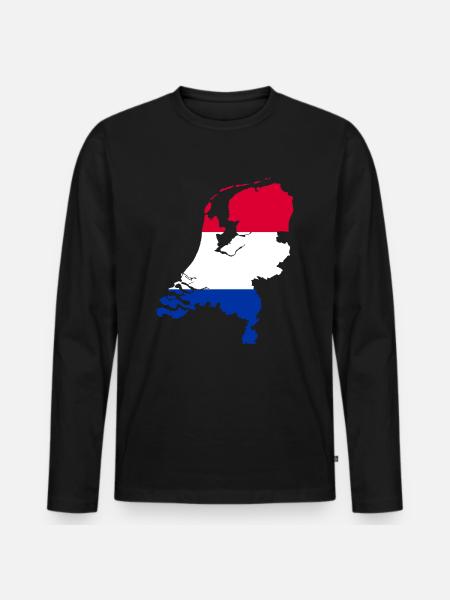 Netherlands Flag Map Gift Idea - Men's Premium Organic Long Sleeve Shirt - black