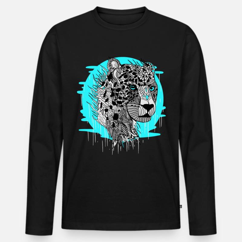 Mandala retrò leopardo - Maglia a manica lunga ecologica premium da uomo - nero