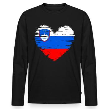 Drapeau drapeau de la Slovénie - T-shirt manches longues Premium bio Homme - noir - Devant - Nico (187cm)