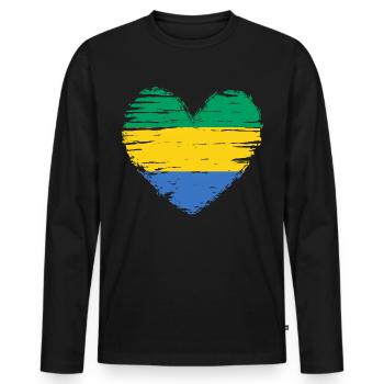 Drapeau drapeau drapeau gabonais - T-shirt manches longues Premium bio Homme - noir - Devant - Nico (187cm)