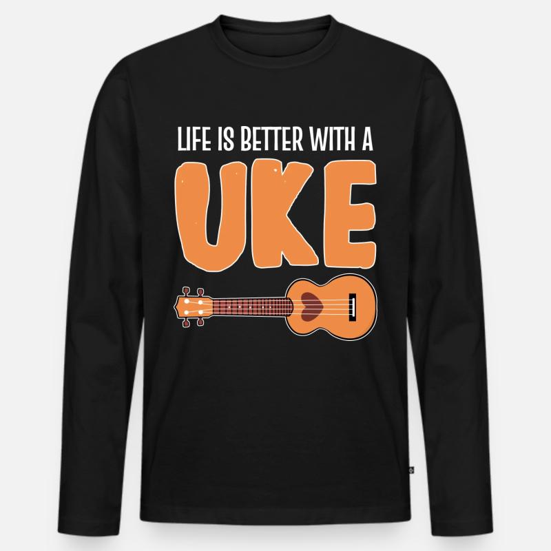 Ukulele - Männer Premium Bio Langarmshirt - Schwarz