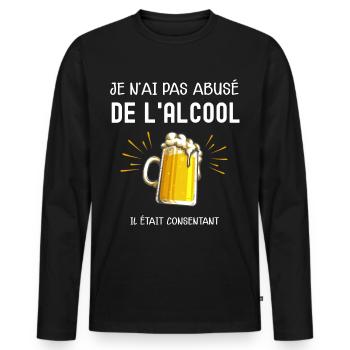 Biere pression cadeau humour drôle apéro - T-shirt manches longues Premium bio Homme - noir - Devant - Nico (187cm)