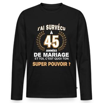 45 années de mariage noces de Vermeil Cadeau papa - T-shirt manches longues Premium bio Homme - noir - Devant - Nico (187cm)