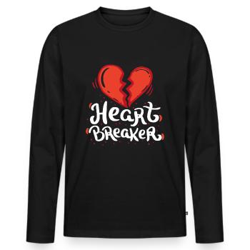 coeur coeur amour Heartbreaker relation amoureuse - T-shirt manches longues Premium bio Homme - noir - Devant - Nico (187cm)