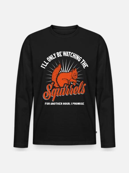 Eichhörnchen Herbst - Männer Premium Bio Langarmshirt - Schwarz