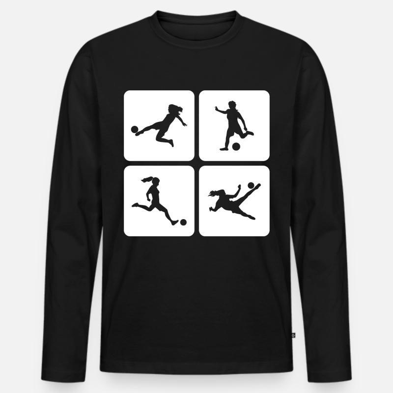 Frauenfußball - Männer Premium Bio Langarmshirt - Schwarz