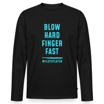 Flûte sort drôle cadeau flûte flûte musique - T-shirt manches longues Premium bio Homme - noir - Devant - Nico (187cm)