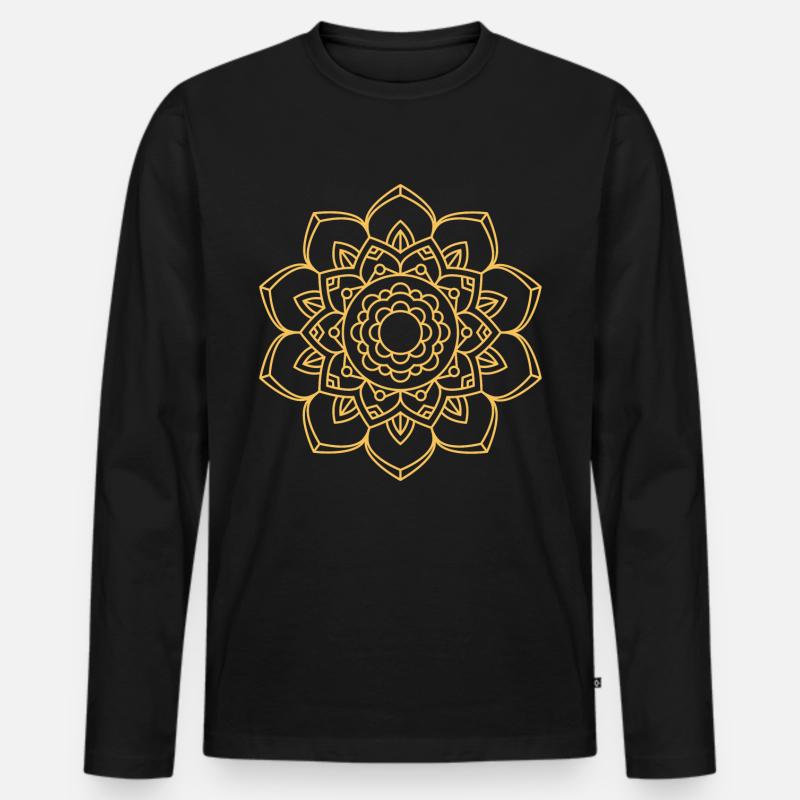 Mandala - Männer Premium Bio Langarmshirt - Schwarz
