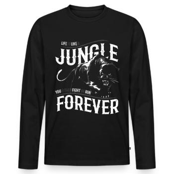 idée cadeau panthère noire chat sauvage félins - T-shirt manches longues Premium bio Homme - noir - Devant - Nico (187cm)