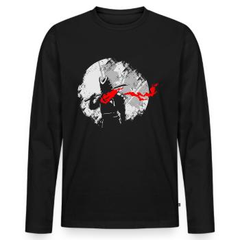 Samurai silhouette flags katanaAsian warrior - Men's Premium Organic Long Sleeve Shirt - black - Front - Nico (187cm)