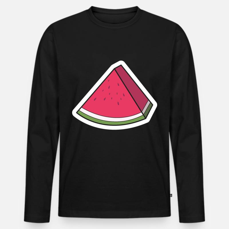 Wassermelone - Männer Premium Bio Langarmshirt - Schwarz