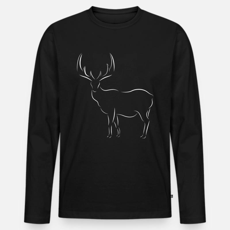Hirsch - Männer Premium Bio Langarmshirt - Schwarz