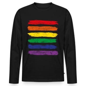Rainbow flag LGBT CSD gay lesbian flag - Men's Premium Organic Long Sleeve Shirt - black - Front - Nico (187cm)