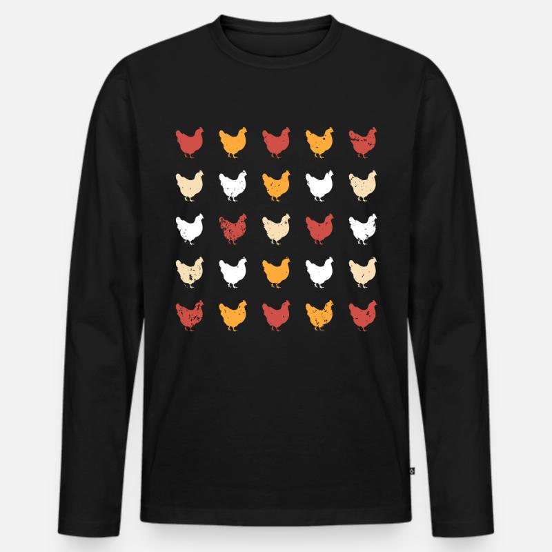 Hühner - Männer Premium Bio Langarmshirt - Schwarz