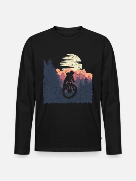 Mountainbike Fahrrad Radsport Geschenk downhill - Männer Premium Bio Langarmshirt - Schwarz