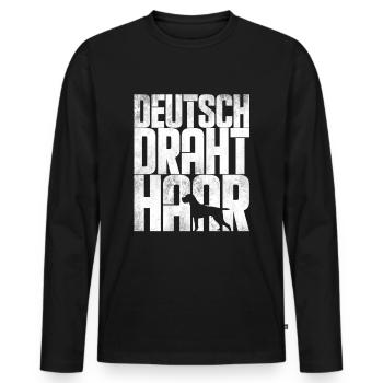 Deutsch Drahthaar Jagdhund Hund Geschenk - Männer Premium Bio Langarmshirt - Schwarz - Vorne - Nico (187cm)