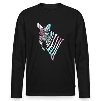 Zebra zebras gift stripes africa neon animal - Men's Premium Organic Long Sleeve Shirt - black - Front - Nico (187cm)