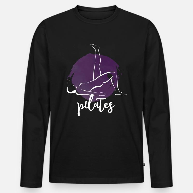 Pilates - Männer Premium Bio Langarmshirt - Schwarz