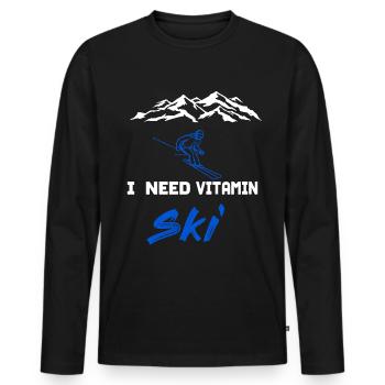 Besoin d'un cadeau de conception de ski de sports d'hiver de ski de vitamine - T-shirt manches longues Premium bio Homme - noir - Devant - Nico (187cm)