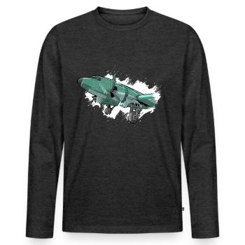 Vintage Airplane Vintage Aircraft Flugzeug - Männer Premium Bio Langarmshirt - Anthrazit meliert - Vorne - Nico (187cm)
