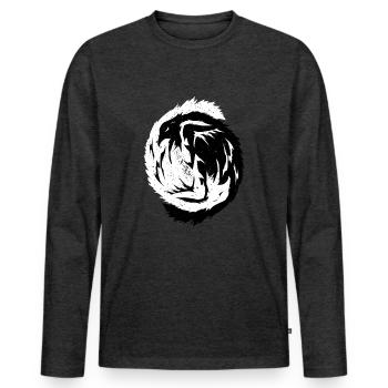 Hugin und Munin Yin und Yang - Männer Premium Bio Langarmshirt - Anthrazit meliert - Vorne - Nico (187cm)