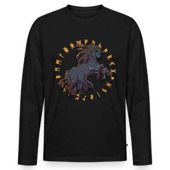 Sleipnir Das Pferd von Odin Viking - Männer Premium Bio Langarmshirt - Schwarz - Vorne - Nico (187cm)