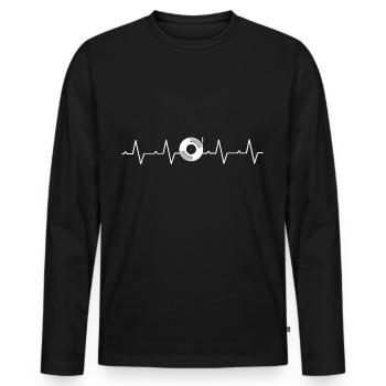 Disque cardiaque battement de disques - T-shirt manches longues Premium bio Homme - noir - Devant - Nico (187cm)