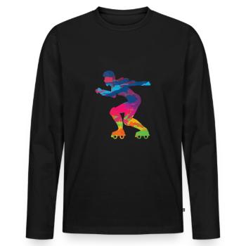 Patins en ligne patinage roller roller - T-shirt manches longues Premium bio Homme - noir - Devant - Nico (187cm)