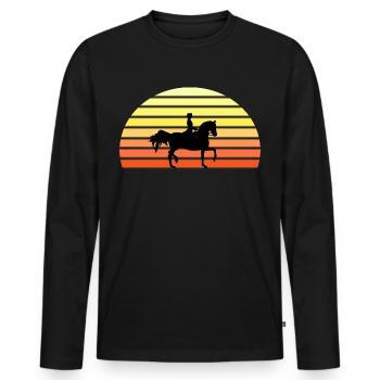 Sunset Dressurpferd - Männer Premium Bio Langarmshirt - Schwarz - Vorne - Nico (187cm)