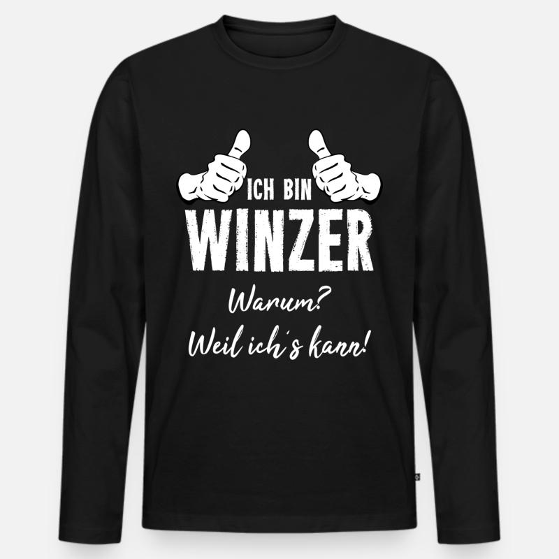 Winzer - Männer Premium Bio Langarmshirt - Schwarz