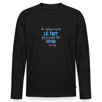 Inspiration, motivation : Je suis génial - T-shirt manches longues Premium bio Homme - noir - Devant - Nico (187cm)