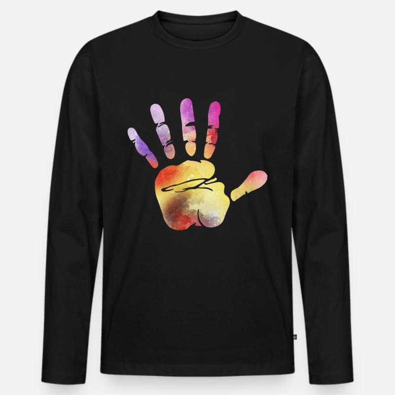 Hand Stop - Männer Premium Bio Langarmshirt - Schwarz
