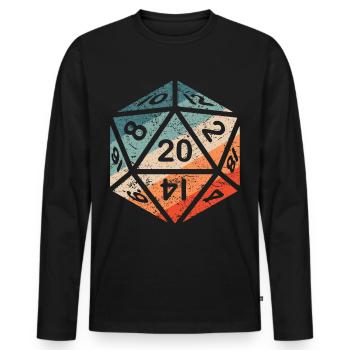 Dés Jeu de société Dragon Gamer Cadeau RPG D20 - T-shirt manches longues Premium bio Homme - noir - Devant - Nico (187cm)