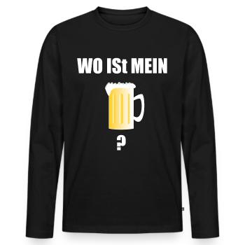 Wo ist mein Bier? Party Malle - Männer Premium Bio Langarmshirt - Schwarz - Vorne - Nico (187cm)