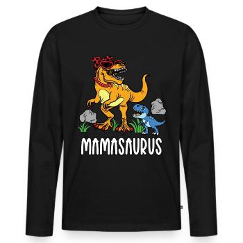 Mamasaurus - a gift for a great mother - Men's Premium Organic Long Sleeve Shirt - black - Front - Nico (187cm)