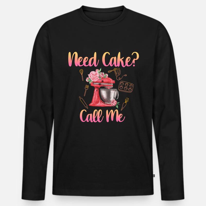 Kuchen Backen Geschenk - Männer Premium Bio Langarmshirt - Schwarz