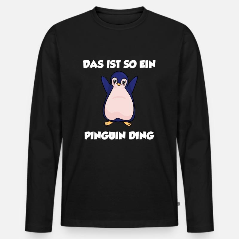 Pinguin - Männer Premium Bio Langarmshirt - Schwarz