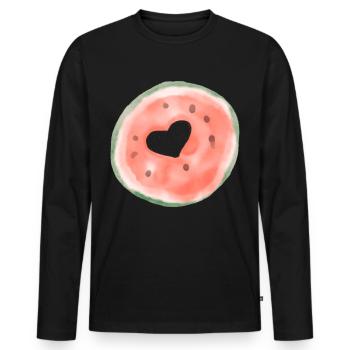 Melon Coeur - T-shirt manches longues Premium bio Homme - noir - Devant - Nico (187cm)