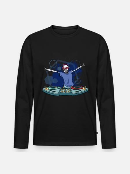 DJ Halloween - Männer Premium Bio Langarmshirt - Schwarz