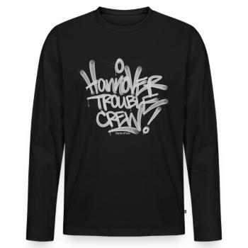 Hanovre Trouble Crew Graffiti Ultras Shirt - T-shirt manches longues Premium bio Homme - noir - Devant - Nico (187cm)