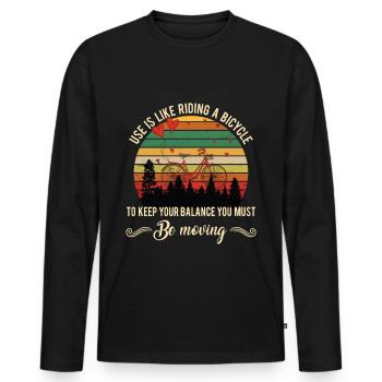 Fahrradfahren Fahrrad - Männer Premium Bio Langarmshirt - Schwarz - Vorne - Nico (187cm)